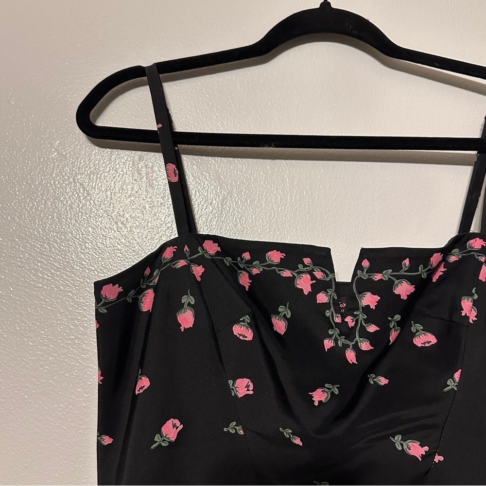 Betsey Johnson Rosebud Garden Tea Party Dress in Black Silk Mini Corset - Picture 2 of 7